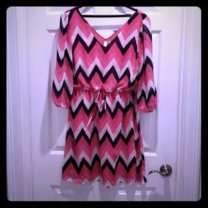 Lantern sleeve chevron stripe dress